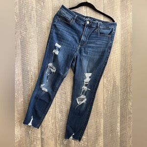 Hollister Womens Jeans Ultra High-Rise Crop Super Skinny Distressed Size 11S